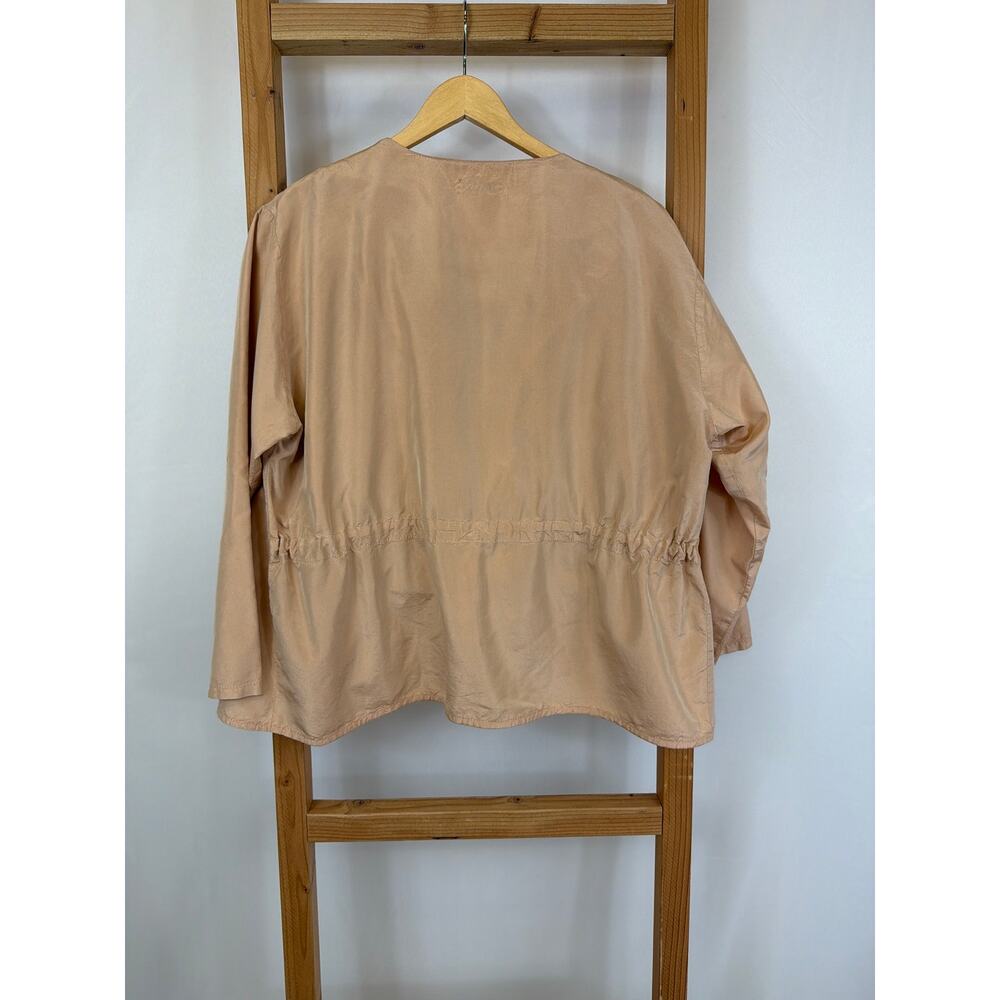 Krista Larson Light Peach One Button Interior Drawstring Rounded Neck Jacket OS - Picture 5 of 6